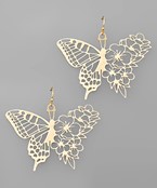  Brass Butterfly Filigree Earrings