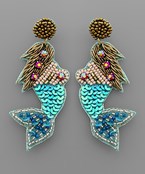 Sequin & Beaded Mermaid Earrings