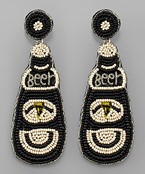  Beaded Black Beer Earrings