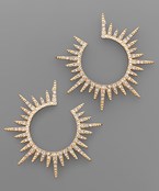  Crystal Pave Spike Circle Earrings