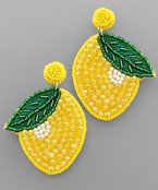  Beaded Lemon & Leaf Earrings