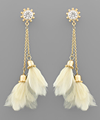 Feathers Chain Drop Earrings