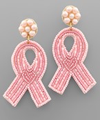  Heart Pink Ribbon Earrings