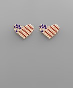  American Flag Heart Studs