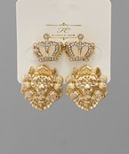  Lion & Crown Earrings Set
