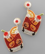  Beaded Orange Cocktail Earrings