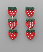  Clay 3 Strawberry Drop Earrings