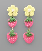  Clay 2 Strawberry & Flower Earrings