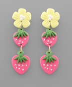  Clay 2 Strawberry & Flower Earrings