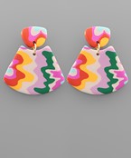  Clay Marble Trapezoid Earrings