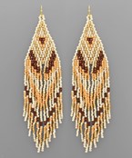  Beaded Rhombus & Tassel Earrings