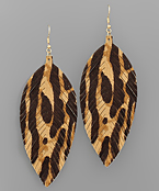  Mix Print Cowhide Feather Earrings