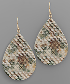  Snake Cowhide Teardrop Earrings