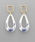  Chinoiserie Teardrop Open Earrings