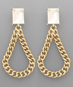  Glass & Chain Teardrop Earrings