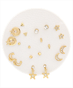  Star & Moon Studs and Hoop Sets