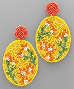  Beaded Pattern Oval Earrings