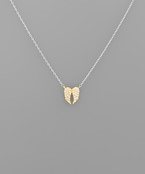  CZ Twotone Wings Necklace
