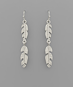  Double Feather Drop Earrings