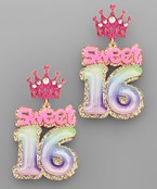  SWEET 16 Acrylic Earrings