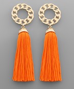  Chain Circle & Tassel Earrings
