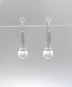  Pearl & CZ Dangle Earrings