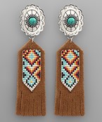  Concho & Suede Tassel Earrings