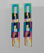  Iridescent Square Link Earrings