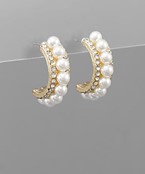  Curved Pearl Bar Earrings