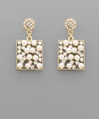  Pearl & Crystal Square Earrings