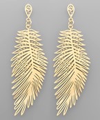  Textured Metal Feather Earrings