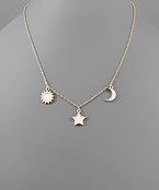  Star & Sun & Moon Charms Necklace