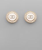  Epoxy 2 Circle & Crystal Earrings