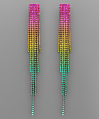  Crystal Square Tassel Earrings