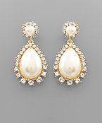  Teardrop Pearl & Crystal Earrings