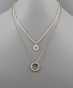  Starburst & Ring Layered Necklace