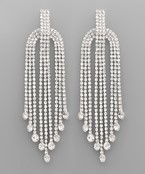  Rhinestone Rectangle Fringe Earrings