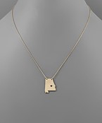  Brass State Map Pendant Necklace