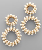  Pearl Chain Wrapped Circle Earrings