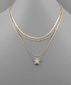  Star Crystal & Chain Layered Necklace