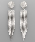  Rhinestone Disk Fringe Earrings