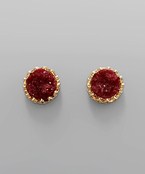  Round Druzy w/Metal Trim Post Earring. 