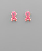  Pink Ribbon Druzy Studs