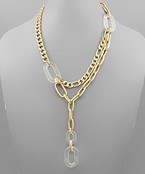  Chain & Acrylic Y Necklace
