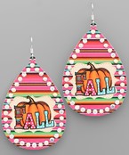  Fall Printed Teardrop Earrings
