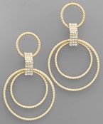  2 Circle Dangle Crystal Earrings
