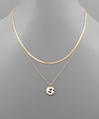  Cheetah Print Disk Chain Layer Necklace