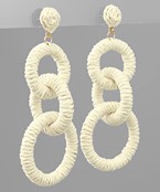  Raffia Wrapped Circle Link Earrings