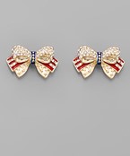  US Flag Crystal Ribbon Earrings