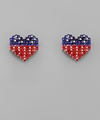  US Flag Heart Earrings